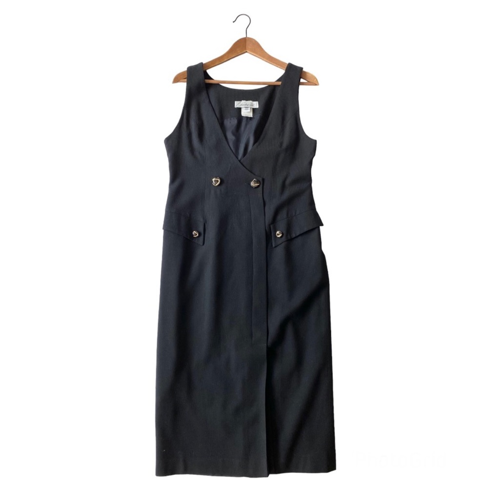 Vintage 80s Jackie K Pure Virgin Wool Black Dress